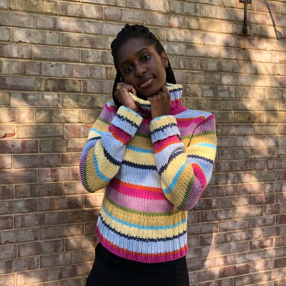 Striped turtleneck sweater